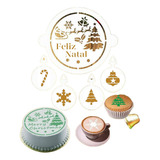 Stencil Natal Kit Biscoito Café Bolo Confeitaria 5 Pcs