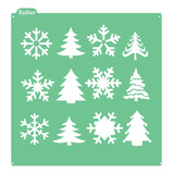 Stencil Para Bolo Biscoito Floco Arvore Natal Diversos N 1