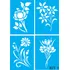 Stencil Para Pintura 4 Peças Flores E Florais   20x14 Cm