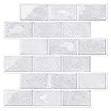 STICKGOO Azulejos De Metrô De 10 Folhas Descascam E Cole- Revestimento De Mármore Cinza Claro Em Azulejos- Backsplash De Cozinha -design Mais Espesso-