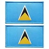 Stidsds Pacote Com 2 Adesivos De Bandeira De Santa Lúcia, Bandeiras De Santa Lúcia, Adesivos Bordados Bandeiras De Santa Lúcia, Adesivo Tático Militar, Gancho E Laço Para Roupas, Chapéu, Mochilas,
