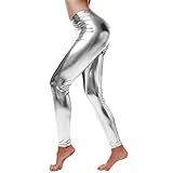 Stkoobq Calça Legging Feminina De Couro Sintético Com Visual Molhado E Calça Legging De Ioga Para Mulheres, Branco, M