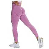 STKOOBQ Fitness Corrida Esportes Calças Femininas Hip Lifting Yoga Cintura Alta Cor Yoga Calças Macaquinho Calças Para Mulheres Elegante  Rosa Choque  M