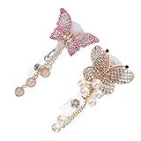 Stobok 2 Peças De Decoração De Etiqueta De Cristal De Festa Médico Com Lembrancinhas Fofas Borboletas Delicadas Strass Para Cartão Portátil Crachá De Escritório Chaveiro Borboleta Animais Decorativos