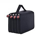 STOBOK Estojo Grande Para Lápis- Com 4 Camadas Com Bolsos Com Zíper- 72 Compartimentos Organizadores- Preto