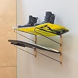 StoreYourBoard Suporte De Armazenamento De Wakeboard Avon Organizador De Prancha De Esqui Aquático E Wake Surf Madeira Natural E Aço Sólido Comporta 45 Kg 2 Níveis 