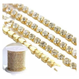 Strass Em Metro Corrente Com 5 Metros Ss12 Dourado