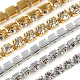 Strass Em Metro Ss12 Dourado E Prata 20metros Para Chinelos