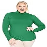 Stretch Is Comfort- Top Feminino Plus Size De Manga Comprida E Gola Alta Kelly Green X-large