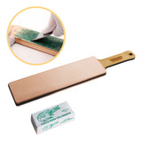 Strop De Couro Duplo   Pasta Jacaré Afiar Faca Canivete 145g