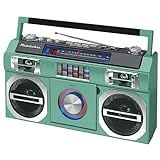 Studebaker SB2145TE 80 S Retro Street Bluetooth Boombox With FM Radio  CD Player  LED EQ  10 Watts RMS Power And AC DC In Teal