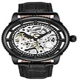 Stuhrling Original Relógio Masculino Automático Esqueleto De Aço Inoxidável Com Pulseira De Couro Premium Legacy Collection Legado Preto A
