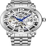 Stuhrling Original Relógios Esqueletos Masculinos - Relógio Automático Masculino Com Corda Automática - Relógio Masculino Winchester 44 Elite Relógio Mecânico Para Homens (prata), Prata, Relógio