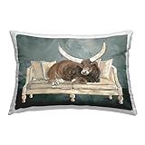 Stupell Industries Longhorn No Sofá Almofada Impressa Ao Ar Livre 35 5 X 50 Verde