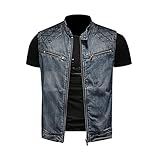 Style And Co Jackets Colete Jeans Masculino Plus Size Personalizado Com Gola Alta Estilo Motocicleta Azul Escuro 3G