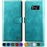 Suanpot Capa Carteira De Couro Para Samsung Galaxy S8+/s8 Plus 6.2 (não Serve Para S8) Com Suporte De Cartão De Crédito Com Bloqueio De Rfid, Capa De Celular Flip Folio Book Pu Capa à Prova De Choque, Bolso Para Homens E Mulheres, Azul Verde