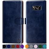 Suanpot Capa Carteira De Couro Para Samsung Galaxy S8+/s8 Plus De 6,2 Polegadas (não Serve Para S8) Com Suporte De Cartão De Crédito Com Bloqueio De Rfid, Capa Flip Folio Para Celular Pu Capa à Prova De Choque, Bolso Para Homens E Mulheres Azul