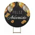 Sublifesta Painel Redondo 1.5x1.5m Preto Feliz Aniversario