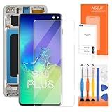 Substituição De Tela OLED Para Samsung Galaxy S10 Plus Para Tela Samsung S10 Plus LCD SM G975U SM G975F Substituição De Tela Digitalizador Touch Assembly Com Moldura Com Impressão Digital Prata 