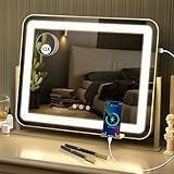 Sucedey Espelho De Maquiagem Com Luzes Espelho De Maquiagem De 50 8 X 40 64 Cm Espelho Retrovisor De LED 3 Modos De Cor E Brilho Ajustável Ampliação Destacável De 10x E Design De Carregamento USB Branco 