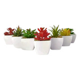 Suculenta Artificial Mini Vaso Arranjo De Vasinhos Branco