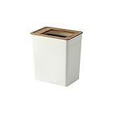 SUDNJIALQ Lixeira Com Tampa De Bambu Recipiente Estilo Nórdico Fino Cesta De Papel Lixeira Para Sala De Estar Em Casa Cozinha Escritório S