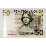 Suécia Bela Cédula De 50 Kronor 2008 Fe Bem Escassa