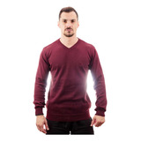 Sueter Acostamento Tricot Gola V Masculino Inverno Liso Lã