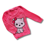 Sueter Blusa De Frio Lã Bebê Menina 1 Ano Inverno Gatinho