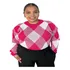 Suéter De Frio De Tricô Feminino Xadrez Veste Até Tam 44