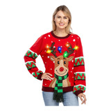 Suéter De Natal Suéter Feminino De Malha Com Alce