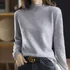 Suéter Feminino De Caxemira Com Gola Alta 100% Lã Merino