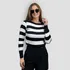 Suéter Feminino De Frio Transinha Listrado Bicolor Inverno