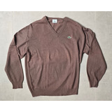 Sueter Lacoste Lã Natural Original Tamanho 4 Marrom