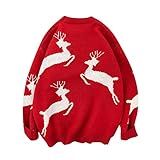 Suéter Masculino De Outono E Inverno De Natal Jacquard Quente E Engraçado Suéter De Férias Blusa Casaco Pequeno Vermelho XG