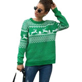Suéter Solto Feminino Com Estampa De Alce De Natal