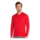 Suéter Tommy Hilfiger Masculino Signature V neck Vermelha