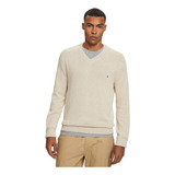 Suéter Tricot Tommy Hilfiger Signature Gola V Off White