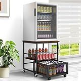 Sugitek Suporte Para Mini Geladeira Móvel Sugitek De 19-7 X 19-7 Pol- Com Armazenamento- Mesa Pequena Para Geladeira De Bebidas Com Rodas- Carrinho De Gaveta Compacto Com Rodinhas- Ótimo Para Dormit