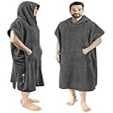 SUN CUBE Roupão Para Troca De Poncho De Surfe Com Capuz Toalha De Microfibra De Secagem Rápida Com Bolso Para Surfar Homens E Mulheres Cinza Tamanho Único