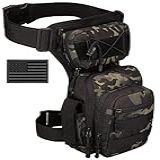 SunForMorning Bolsa De Perna Tática Para Ferramentas Militares  Pochete Molle  Utilitária  Airsoft  Motocicleta  Ciclismo  Cintura  1 Adesivo Incluído   Camuflagem Preta  Bolsa De Perna Tática