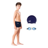 Sunga Boxer Helanca Infantil óculos touca Natação Hammerhead