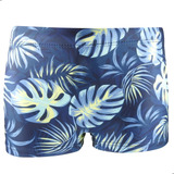 Sunga Boxer Infantil Folhas Mash Cordão Ajustável Menino