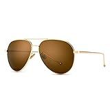 SUNGAIT Óculos De Sol Femininos Leves E Grandes Aviadores Lentes Polarizadas Espelhadas Light Gold Frame Brown Lens Non Mirrored Free Size