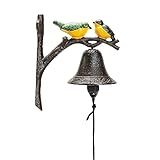 Sungmor Sino De Jantar De Ferro Fundido Campainha De Porta De Casa De Fazenda Sino De Pendurar Na Parede Pássaros De Cor Encantadora Antiga Decorativa Campainha Que Agita Manualmente Sino De