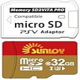 Sunloy Adaptador De Cartão De Memória SD2Vita 5 0 PS Vita Com Cartão Micro SD De 32 GB Cartão De Memória Flash MicroSDHC UHS I De Alta Velocidade Com Adaptador De Cartão Micro SD PSV Para Sistema PSV