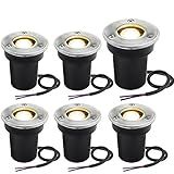 SUNRIVER Luzes De Paisagem De Baixa Tensão Luzes De Poço De Paisagem 1W 12V 24V Luzes Ao Ar Livre No Solo IP67 à Prova D água Iluminação De Paisagem LED Para Pavimentação Deck Piso Luzes De Jardim Pacote Com 6 Unidades De Branco Quente