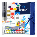 Super Kit Aquarela Pintura 12 Tintas Pentel Papel Canson Mt 