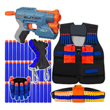 Super Kit Arma Nerf Elite Colete Acessórios 90 Dardos