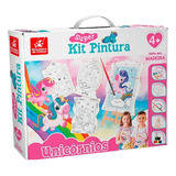 Super Kit Pintura Crianca 4 Telas Cavalete Avental E 6 Tinta